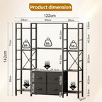 120W X142h Cm Triple Book Shelf 4 Tier