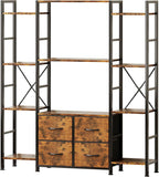 120W X142h Cm Triple Book Shelf 4 Tier