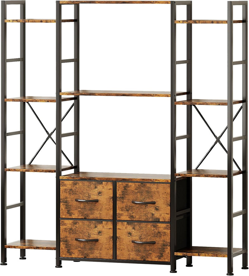 120W X142h Cm Triple Book Shelf 4 Tier