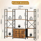 120W X142h Cm Triple Book Shelf 4 Tier
