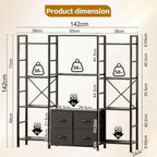 120W X142h Cm Triple Book Shelf 4 Tier