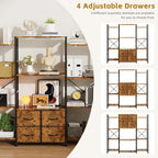 120W X142h Cm Triple Book Shelf 4 Tier