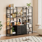 120W X142h Cm Triple Book Shelf 4 Tier