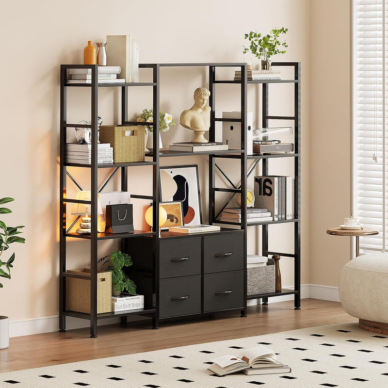 120W X142h Cm Triple Book Shelf 4 Tier