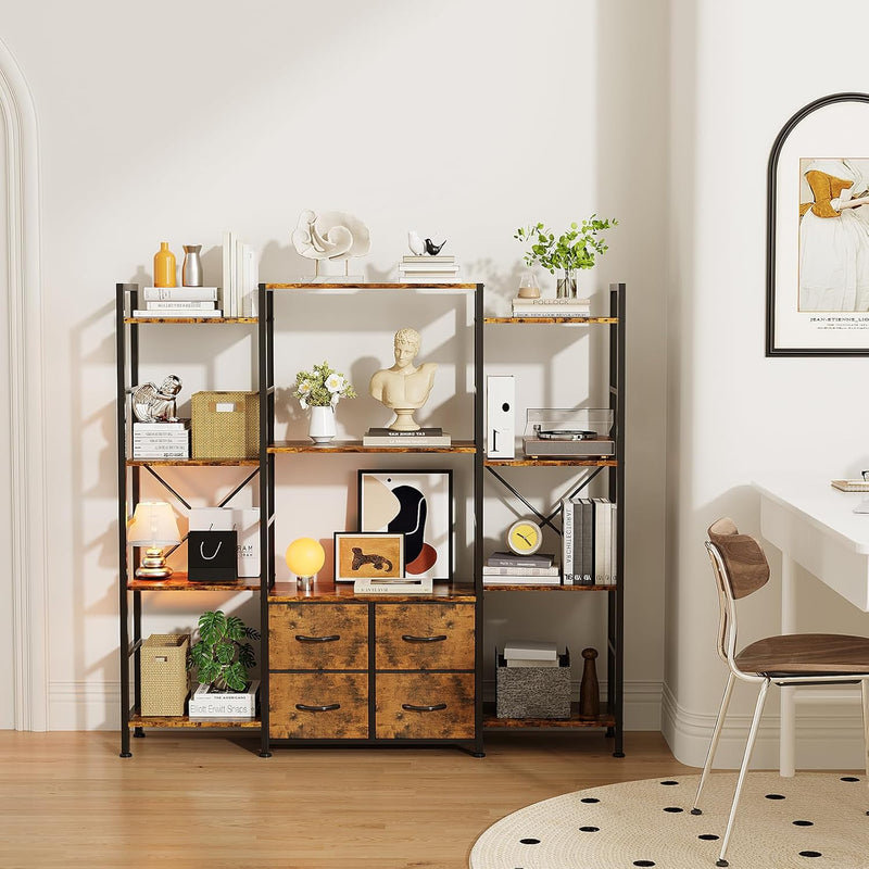 120W X142h Cm Triple Book Shelf 4 Tier