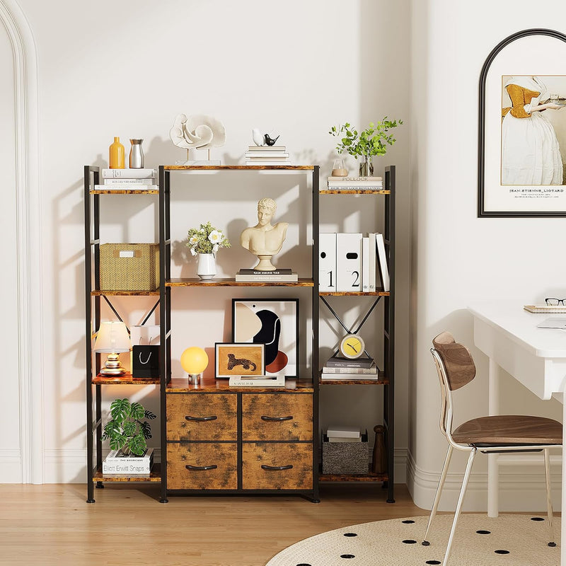 120W X142h Cm Triple Book Shelf 4 Tier