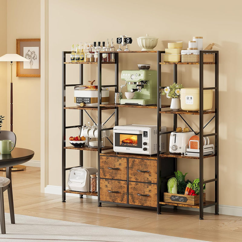 120W X142h Cm Triple Book Shelf 4 Tier