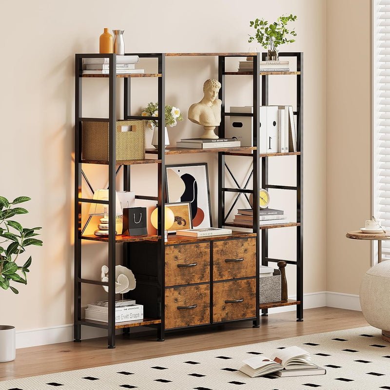 120W X142h Cm Triple Book Shelf 4 Tier