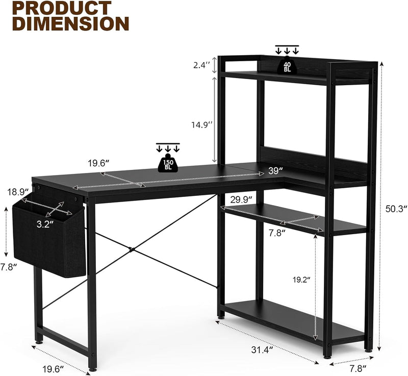 L Shaped Gaming Desk with Reversible