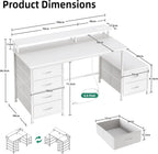 128CM Desk with Fabric File Cabinet Computer Shelves