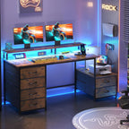 128CM Desk with Fabric File Cabinet Computer Shelves