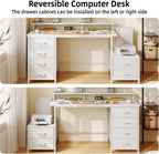 128CM Desk with Fabric File Cabinet Computer Shelves