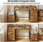 128CM Desk with Fabric File Cabinet Computer Shelves