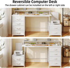 128CM Desk with Fabric File Cabinet Computer Shelves