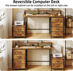 128CM Desk with Fabric File Cabinet Computer Shelves