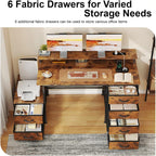 128CM Desk with Fabric File Cabinet Computer Shelves