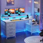 128CM Desk with Fabric File Cabinet Computer Shelves