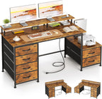 128CM Desk with Fabric File Cabinet Computer Shelves