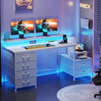 128CM Desk with Fabric File Cabinet Computer Shelves