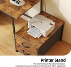 128CM Desk with Fabric File Cabinet Computer Shelves
