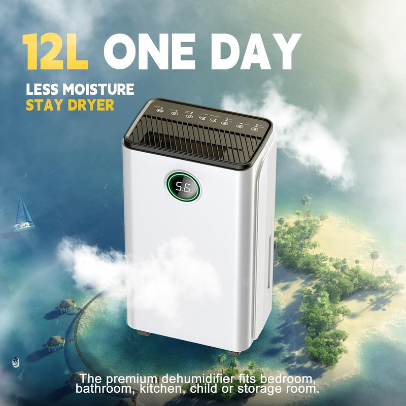 12L Day Dehumidifier for Home Smart Humidity Control