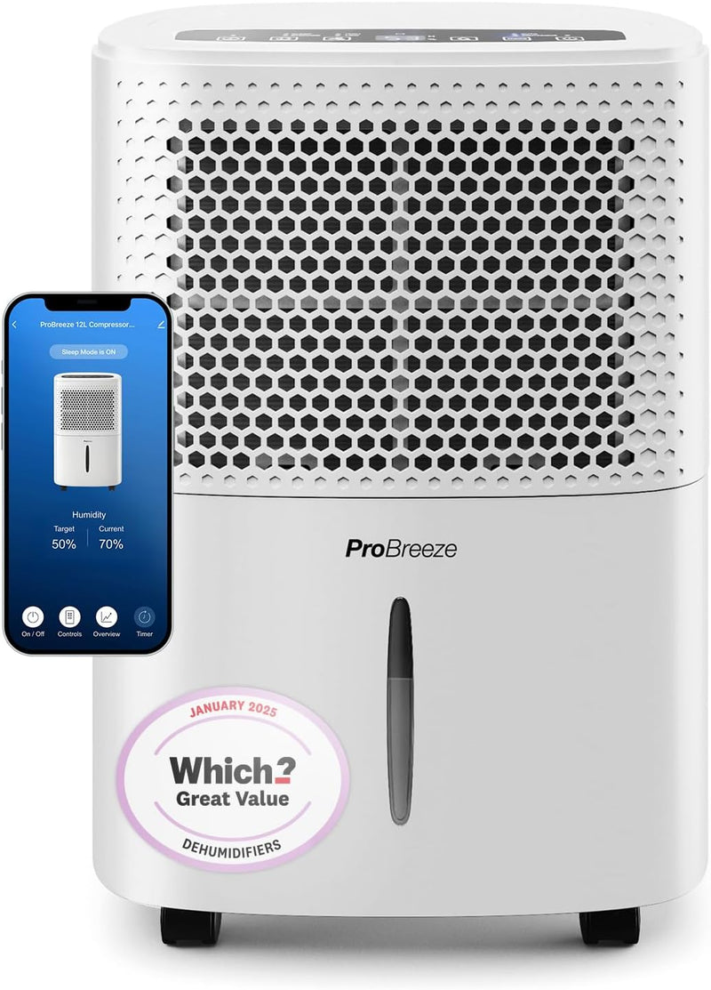 12L Day Dehumidifier with Automatic Humidity Sensor Display