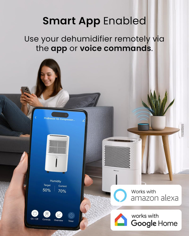 12L Day Dehumidifier with Automatic Humidity Sensor Display