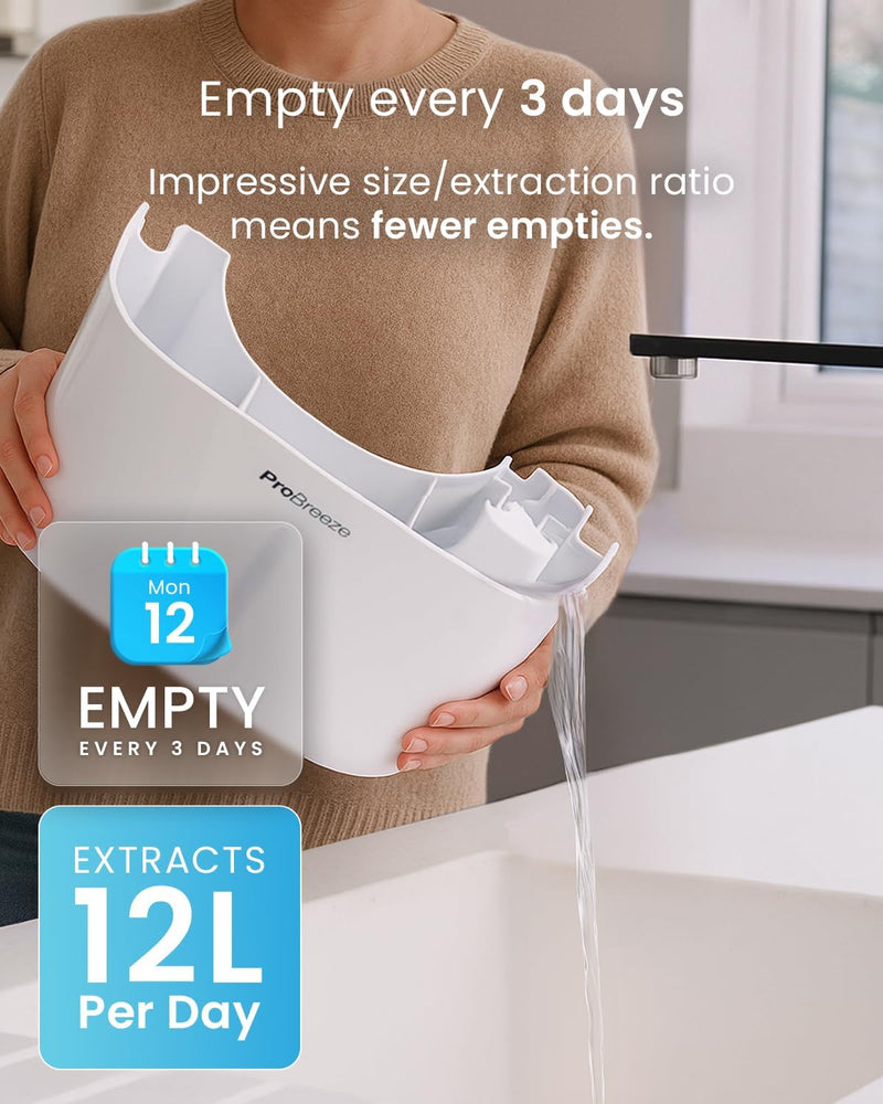 12L Day Dehumidifier with Automatic Humidity Sensor Display