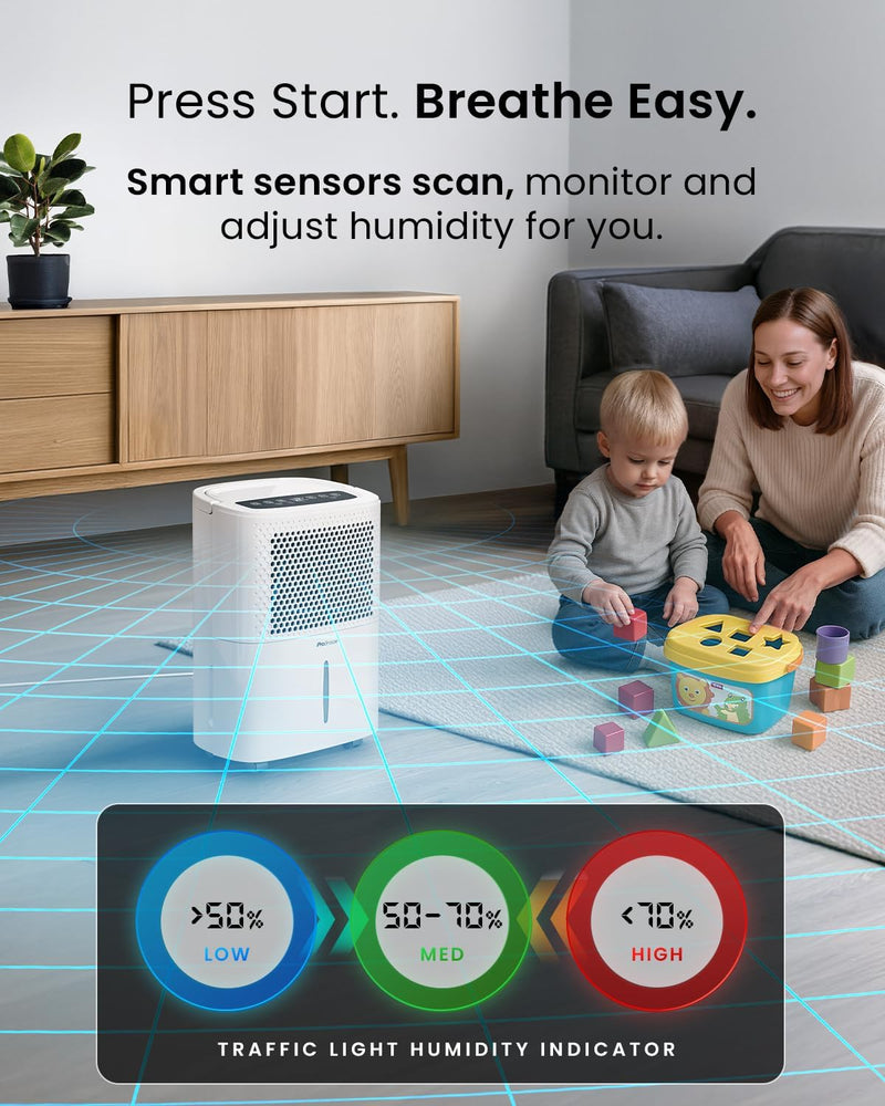 12L Day Dehumidifier with Automatic Humidity Sensor Display