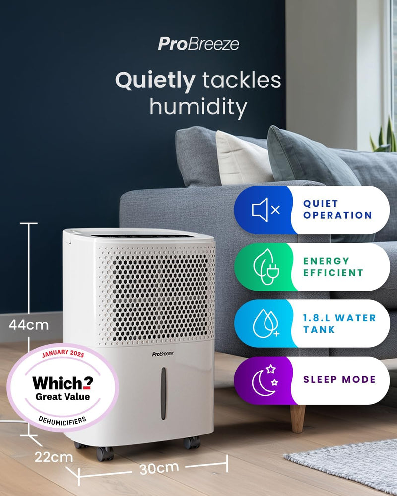 12L Day Dehumidifier with Automatic Humidity Sensor Display
