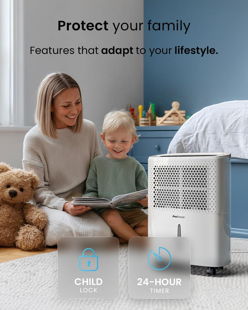 12L Day Dehumidifier with Automatic Humidity Sensor Display