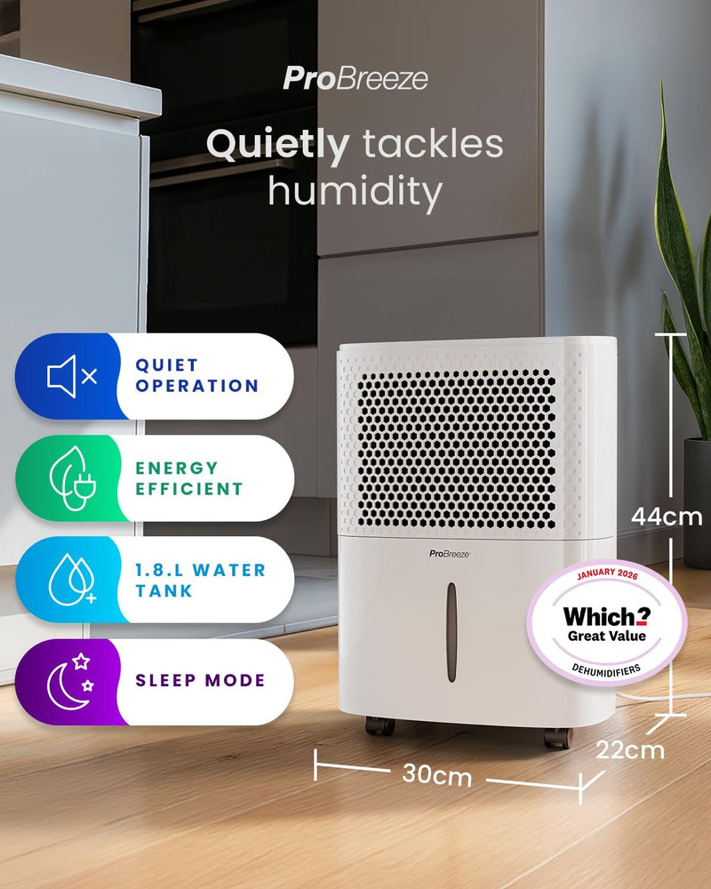 12L Day Dehumidifier with Automatic Humidity Sensor Display