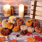 12pcs Fall Artificial Pumpkins 3 Sizes Fake Velvet