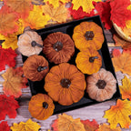 12pcs Fall Artificial Pumpkins 3 Sizes Fake Velvet