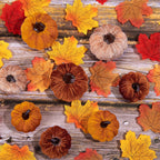 12pcs Fall Artificial Pumpkins 3 Sizes Fake Velvet