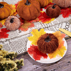 12pcs Fall Artificial Pumpkins 3 Sizes Fake Velvet