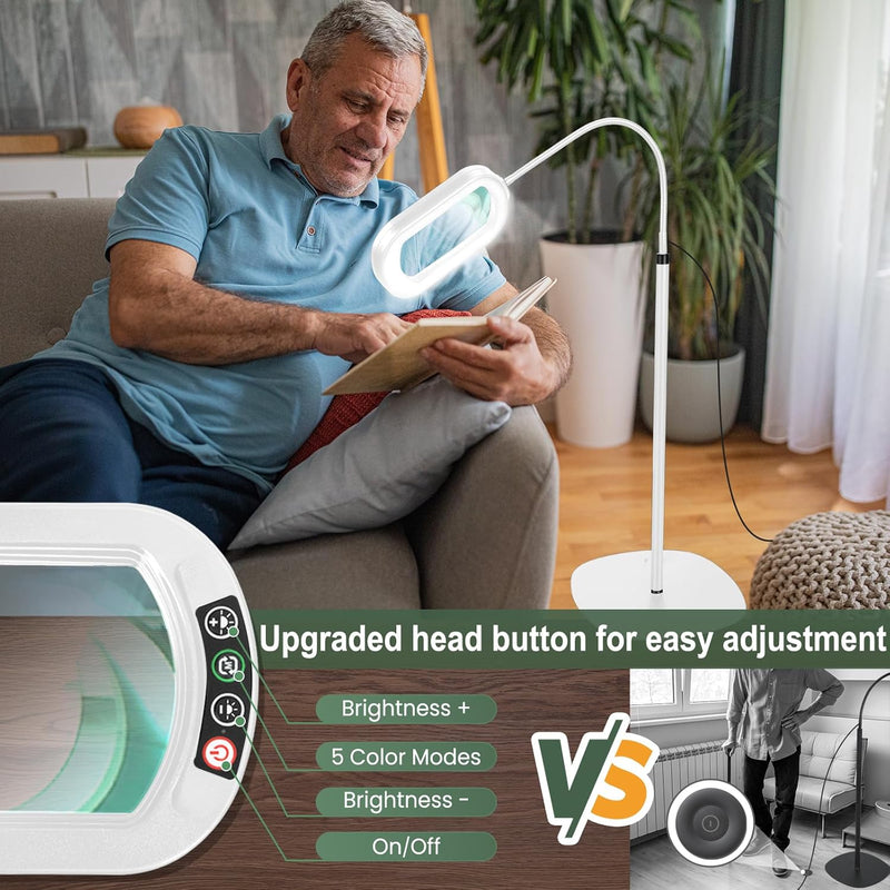 12x Rectangular Magnifying Glass with Light and Stand
