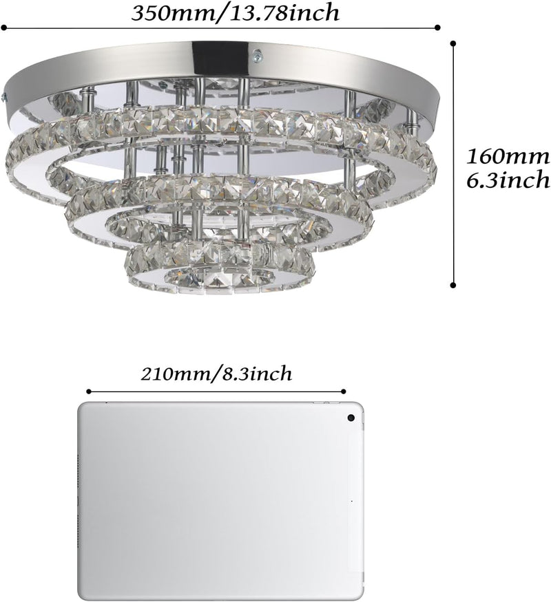 13.8 Inch Flush Mount Ceiling Light Modern Crystal