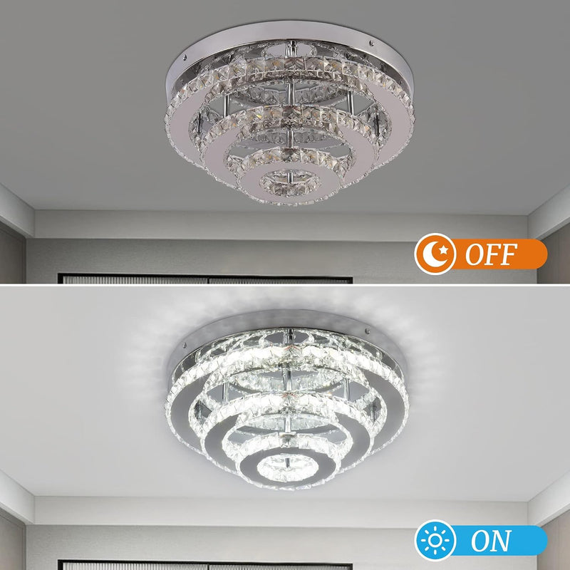 13.8 Inch Flush Mount Ceiling Light Modern Crystal