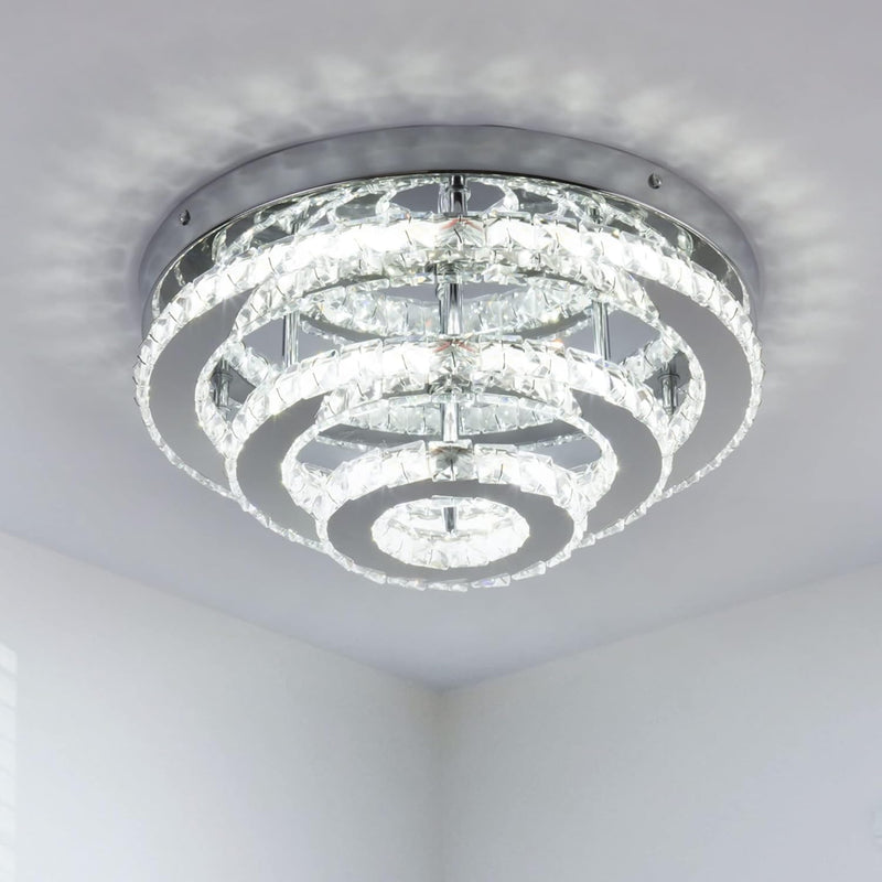 13.8 Inch Flush Mount Ceiling Light Modern Crystal
