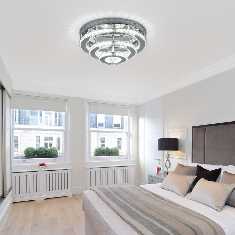 13.8 Inch Flush Mount Ceiling Light Modern Crystal