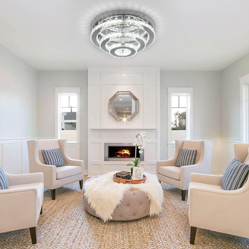 13.8 Inch Flush Mount Ceiling Light Modern Crystal
