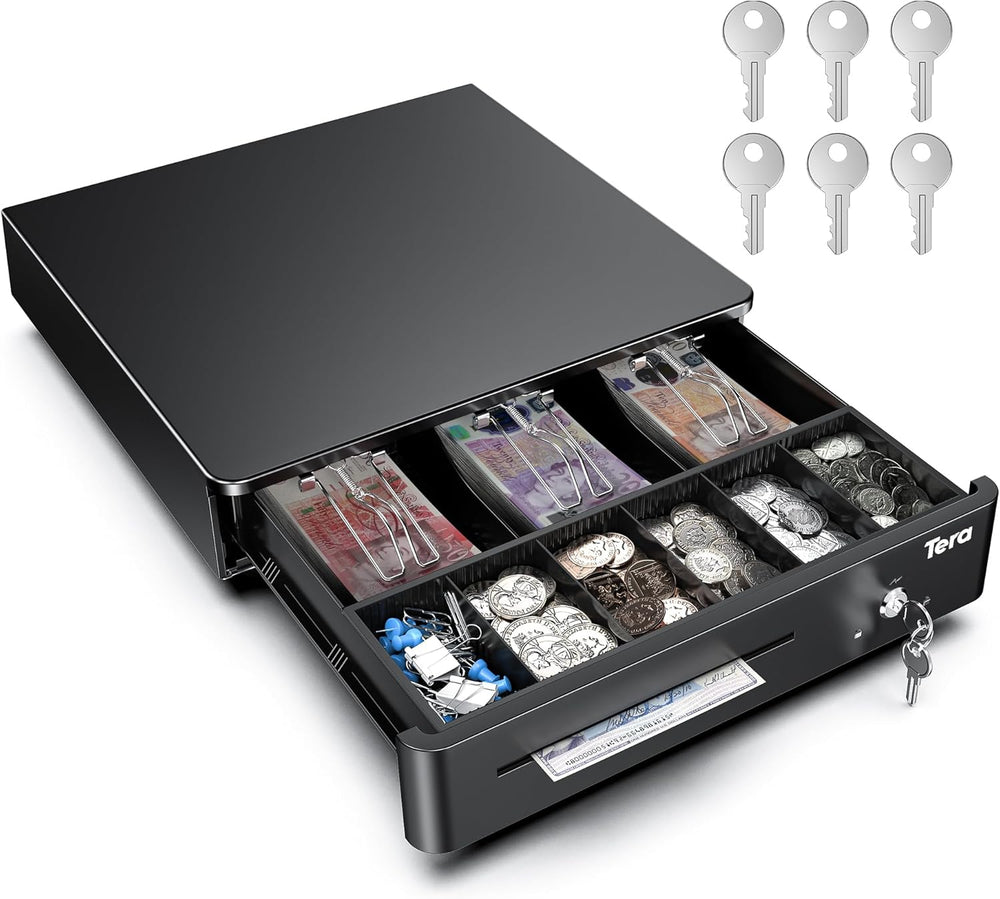 13" Cash Register Drawer Box with 6 Keys