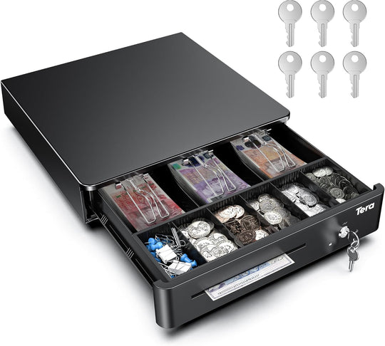 13" Cash Register Drawer Box with 6 Keys