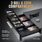 13" Cash Register Drawer Box with 6 Keys
