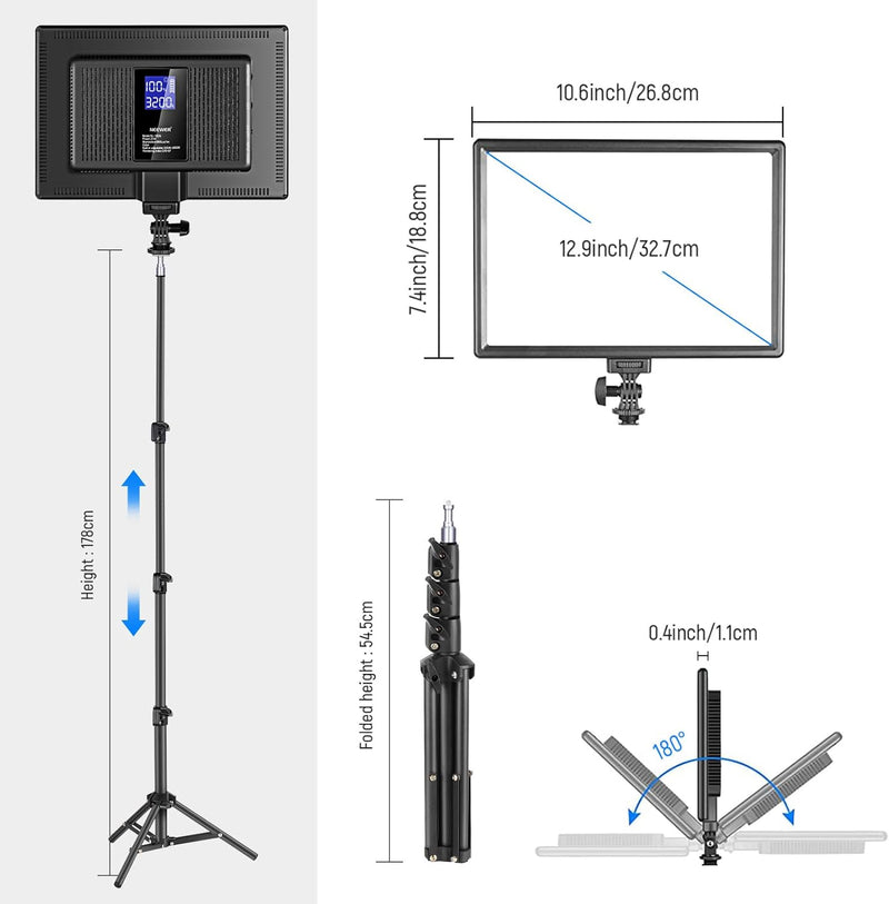 13" LED Video Light Panel Kit Dimmable Bi (2 Pack)