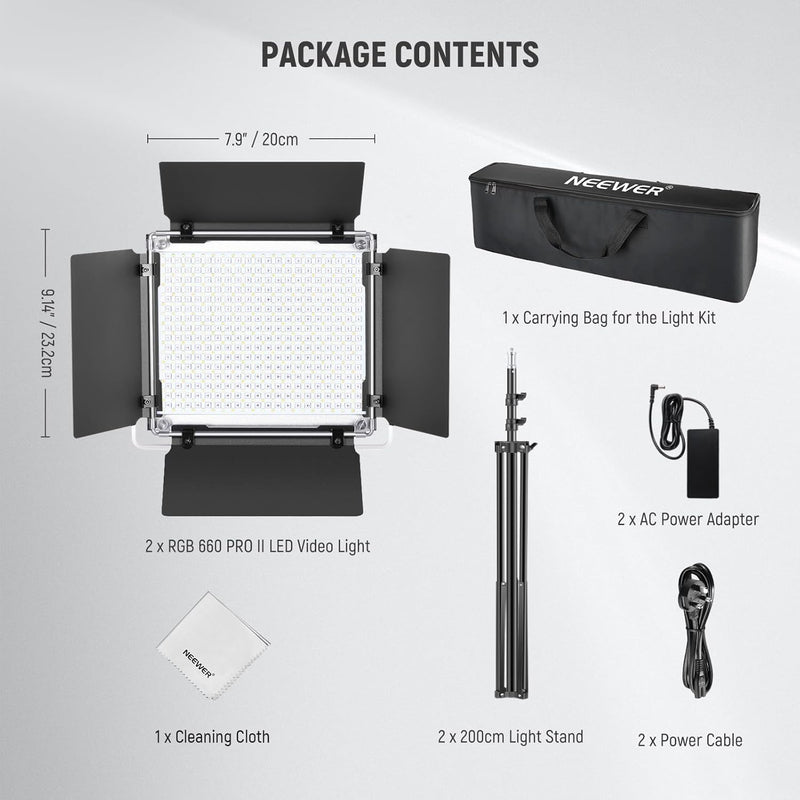 13" LED Video Light Panel Kit Dimmable Bi (2 Pack)