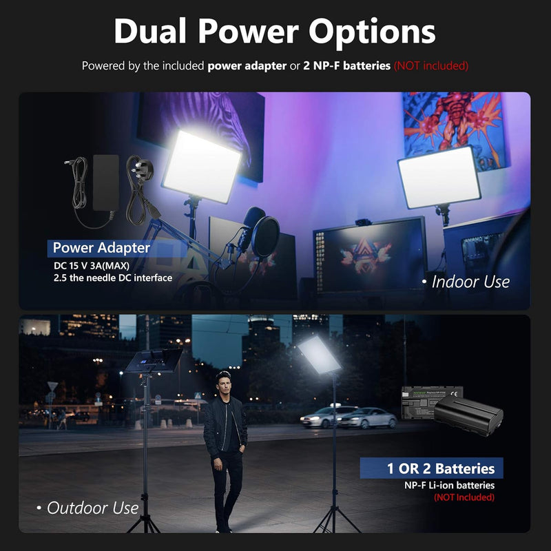 13" LED Video Light Panel Kit Dimmable Bi (2 Pack)