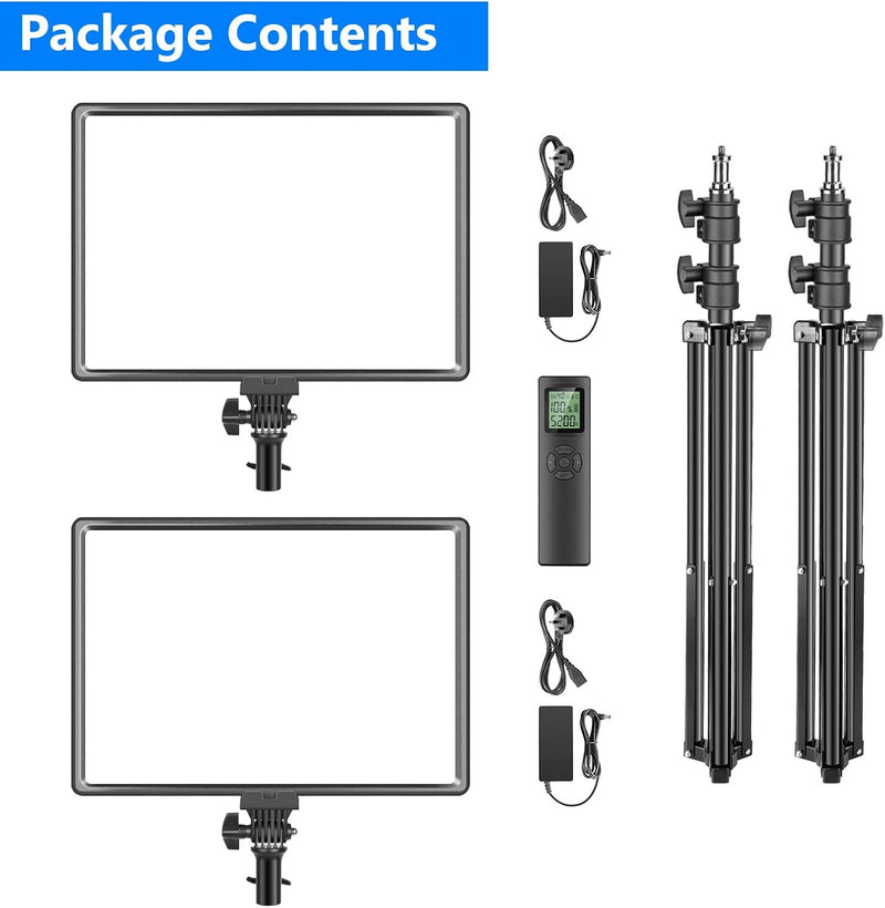13" LED Video Light Panel Kit Dimmable Bi (2 Pack)