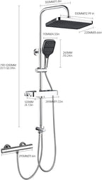 13" Rainfall Shower Set with Adjustable Riser Rail